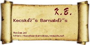 Kecskés Barnabás névjegykártya